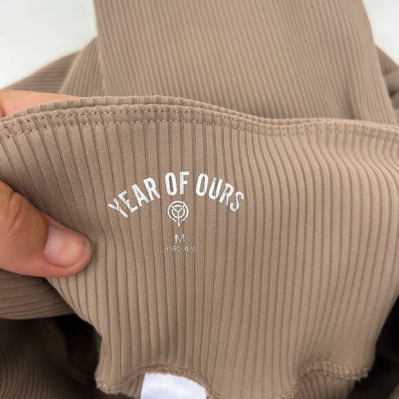 Year Of Ours Studio Ribbed Veronica Crossover Leggings Coco Light Brown Medium - Picture 5 of 9